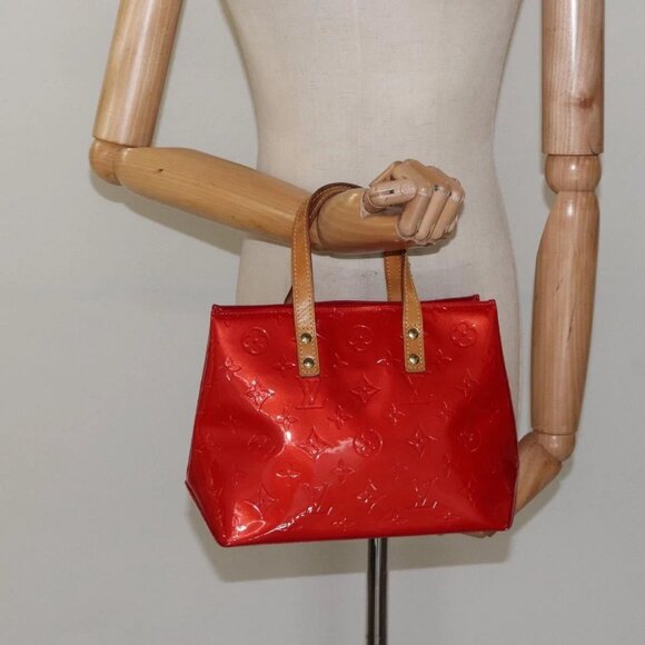LOUIS VUITTON Monogram Vernis Reade PM Hand Bag Red - Picture 1 of 16
